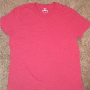 Red shirt V-neck man